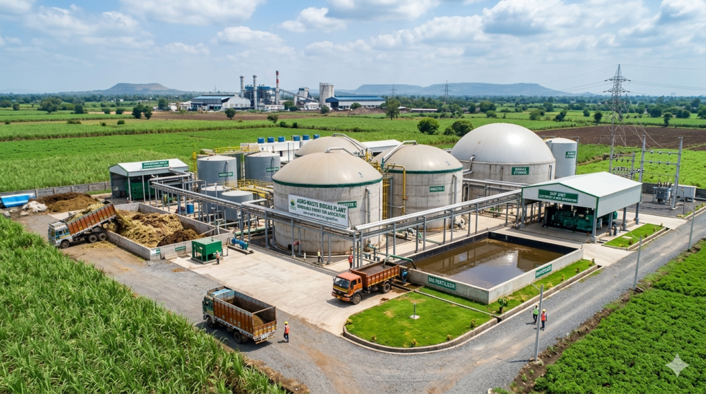 Commercial biogas plant for factories